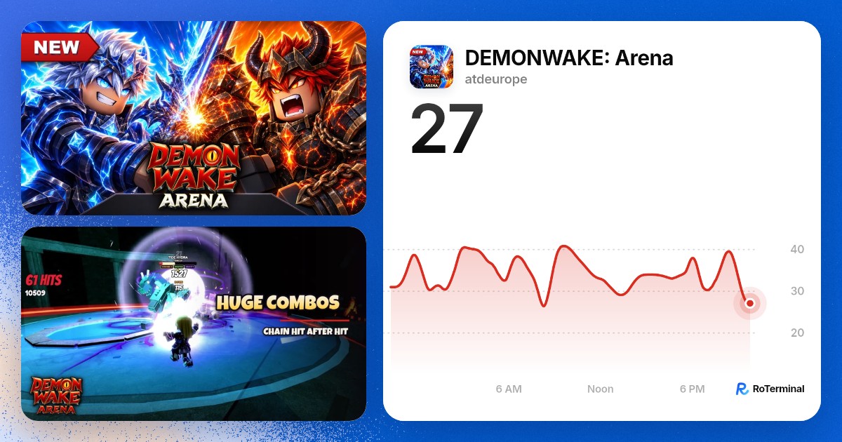 DEMONWAKE: Arena player count: 36 playing · RoTerminal
