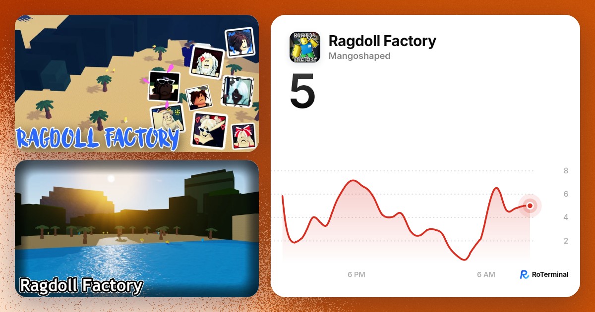 Ragdoll Factory player count: 4 playing · RoTerminal