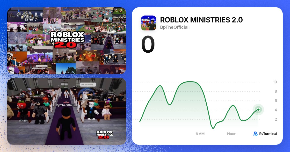 ROBLOX MINISTRIES 2.0 player count: 25 playing · RoTerminal
